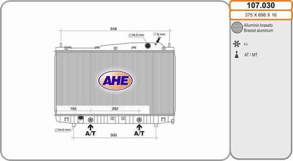 AHE 107.030 - Radiators, Motora dzesēšanas sistēma autodraugiem.lv