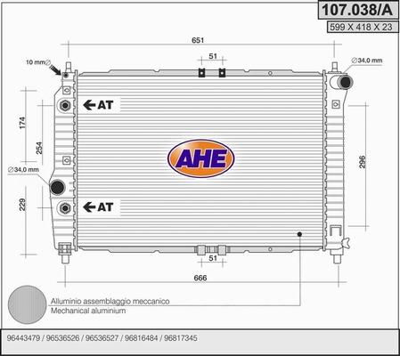 AHE 107.038/A - Radiators, Motora dzesēšanas sistēma autodraugiem.lv