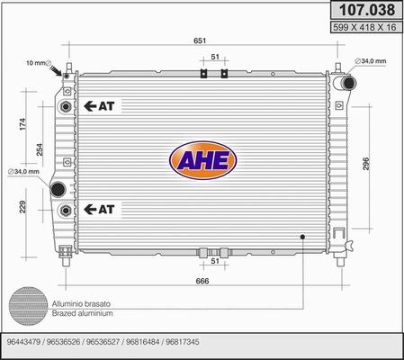 AHE 107.038 - Radiators, Motora dzesēšanas sistēma autodraugiem.lv