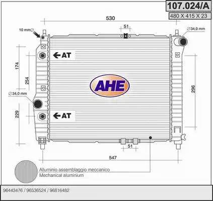 AHE 107.024/A - Radiators, Motora dzesēšanas sistēma autodraugiem.lv