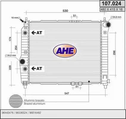 AHE 107.024 - Radiators, Motora dzesēšanas sistēma autodraugiem.lv