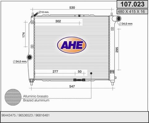 AHE 107.023 - Radiators, Motora dzesēšanas sistēma autodraugiem.lv