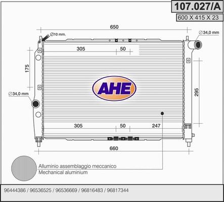 AHE 107.027/A - Radiators, Motora dzesēšanas sistēma autodraugiem.lv
