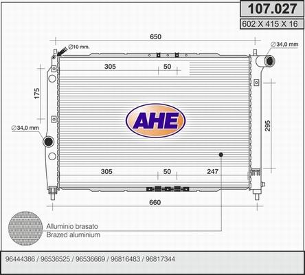 AHE 107.027 - Radiators, Motora dzesēšanas sistēma autodraugiem.lv