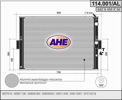 AHE 114.001AL - Radiators, Motora dzesēšanas sistēma autodraugiem.lv