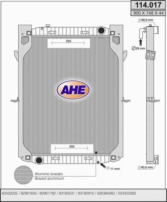 AHE 114.017 - Radiators, Motora dzesēšanas sistēma autodraugiem.lv