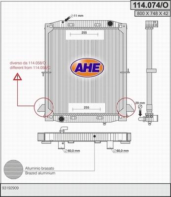 AHE 114.074/O - Radiators, Motora dzesēšanas sistēma autodraugiem.lv