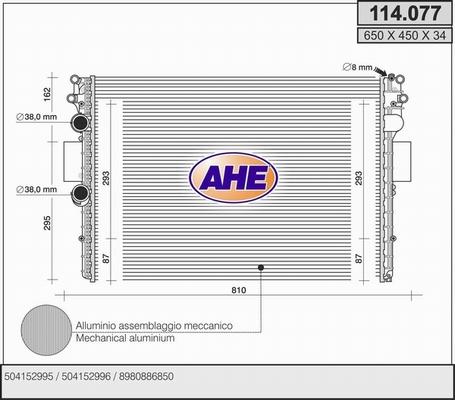 AHE 114.077 - Radiators, Motora dzesēšanas sistēma autodraugiem.lv