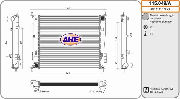 AHE 115.049/A - Radiators, Motora dzesēšanas sistēma autodraugiem.lv