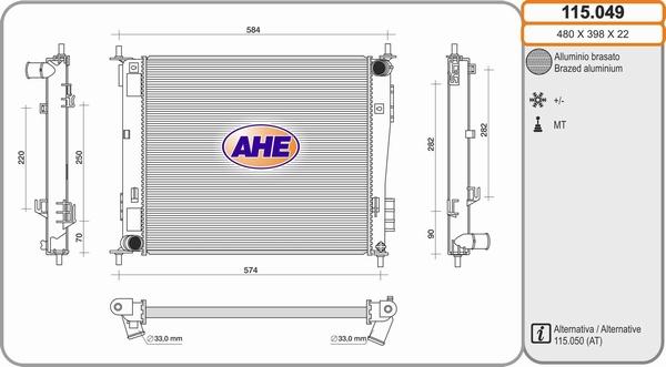 AHE 115.049 - Radiators, Motora dzesēšanas sistēma autodraugiem.lv