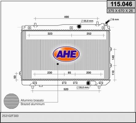 AHE 115.046 - Radiators, Motora dzesēšanas sistēma autodraugiem.lv