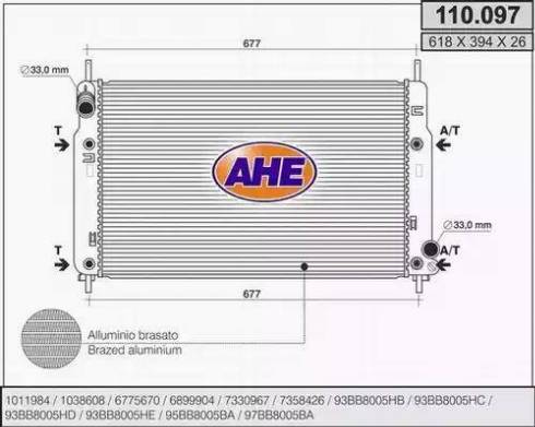 AHE 110.097 - Radiators, Motora dzesēšanas sistēma autodraugiem.lv