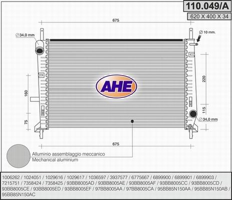 AHE 110.049/A - Radiators, Motora dzesēšanas sistēma autodraugiem.lv