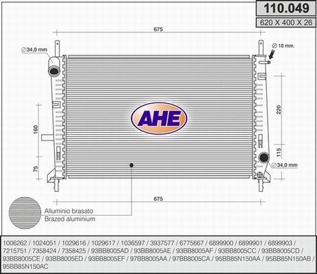 AHE 110.049 - Radiators, Motora dzesēšanas sistēma autodraugiem.lv