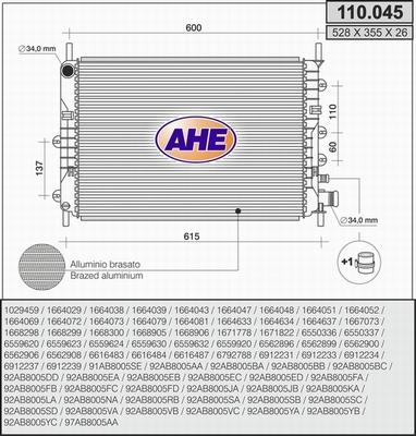 AHE 110.045 - Radiators, Motora dzesēšanas sistēma autodraugiem.lv