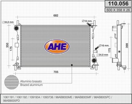AHE 110.056 - Radiators, Motora dzesēšanas sistēma autodraugiem.lv