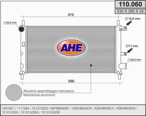 AHE 110.060 - Radiators, Motora dzesēšanas sistēma autodraugiem.lv