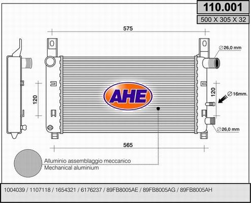 AHE 110.001 - Radiators, Motora dzesēšanas sistēma autodraugiem.lv