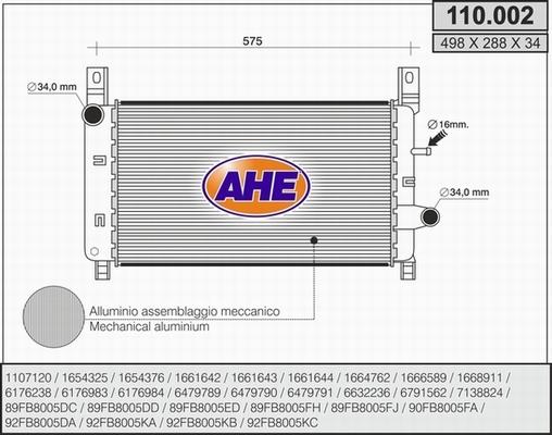 AHE 110.002 - Radiators, Motora dzesēšanas sistēma autodraugiem.lv