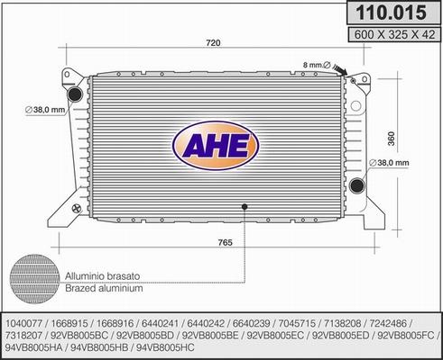 AHE 110.015 - Radiators, Motora dzesēšanas sistēma autodraugiem.lv