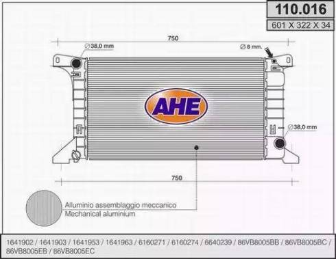 AHE 110.016 - Radiators, Motora dzesēšanas sistēma autodraugiem.lv