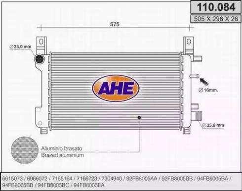 AHE 110.084 - Radiators, Motora dzesēšanas sistēma autodraugiem.lv