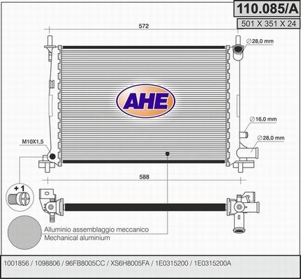 AHE 110.085/A - Radiators, Motora dzesēšanas sistēma autodraugiem.lv