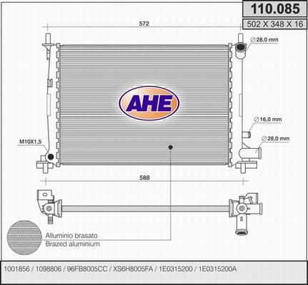 AHE 110.085 - Radiators, Motora dzesēšanas sistēma autodraugiem.lv