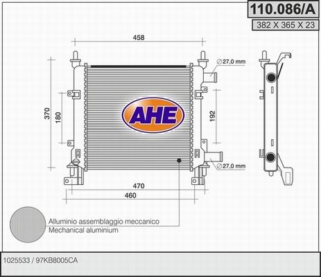 AHE 110.086/A - Radiators, Motora dzesēšanas sistēma autodraugiem.lv