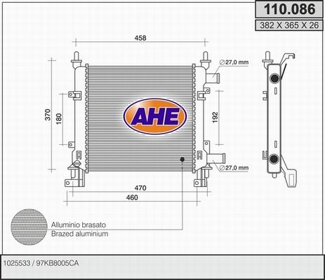 AHE 110.086 - Radiators, Motora dzesēšanas sistēma autodraugiem.lv