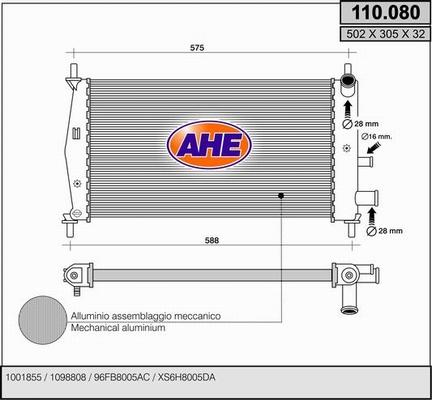 AHE 110.080 - Radiators, Motora dzesēšanas sistēma autodraugiem.lv