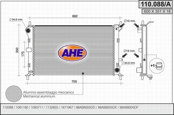 AHE 110.088/A - Radiators, Motora dzesēšanas sistēma autodraugiem.lv