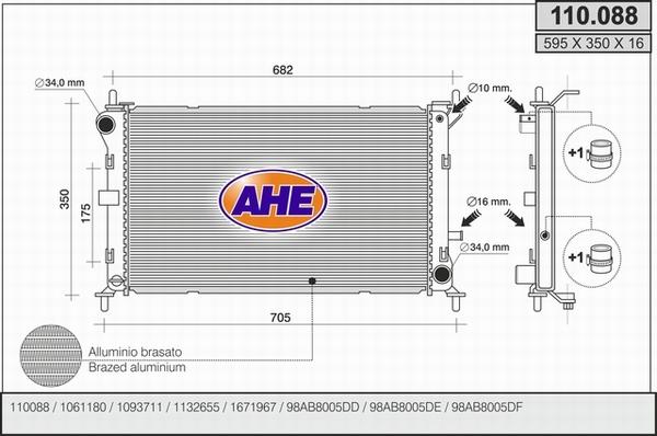 AHE 110.088 - Radiators, Motora dzesēšanas sistēma autodraugiem.lv
