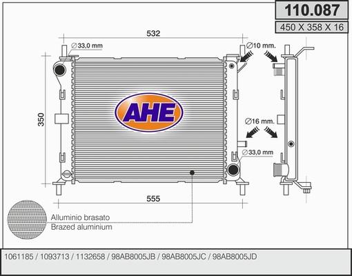 AHE 110.087 - Radiators, Motora dzesēšanas sistēma autodraugiem.lv