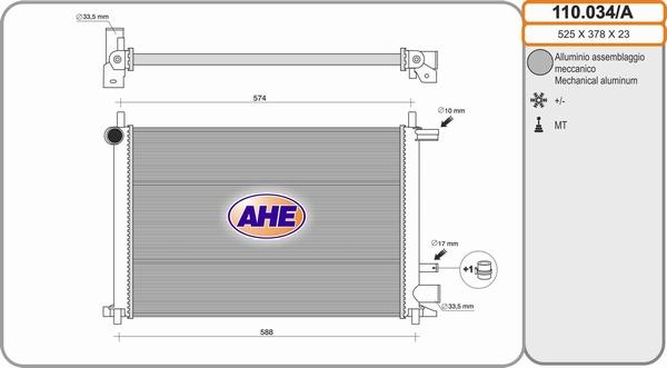 AHE 110.034/A - Radiators, Motora dzesēšanas sistēma autodraugiem.lv