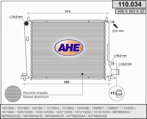 AHE 110.034 - Radiators, Motora dzesēšanas sistēma autodraugiem.lv