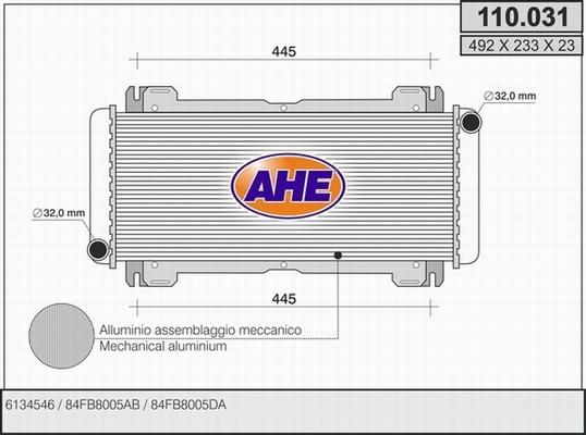 AHE 110.031 - Radiators, Motora dzesēšanas sistēma autodraugiem.lv