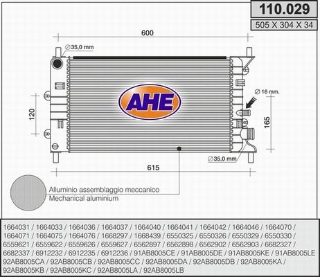 AHE 110.029 - Radiators, Motora dzesēšanas sistēma autodraugiem.lv