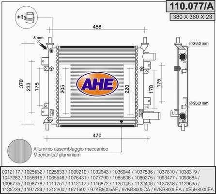 AHE 110.077/A - Radiators, Motora dzesēšanas sistēma autodraugiem.lv