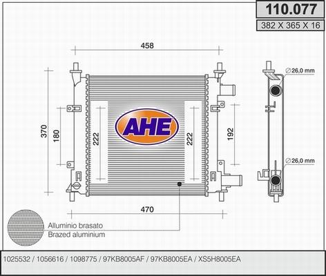 AHE 110.077 - Radiators, Motora dzesēšanas sistēma autodraugiem.lv