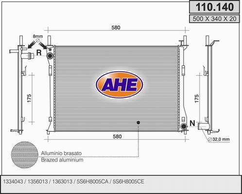 AHE 110.140 - Radiators, Motora dzesēšanas sistēma autodraugiem.lv