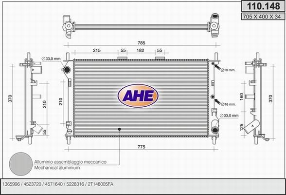 AHE 110.148 - Radiators, Motora dzesēšanas sistēma autodraugiem.lv