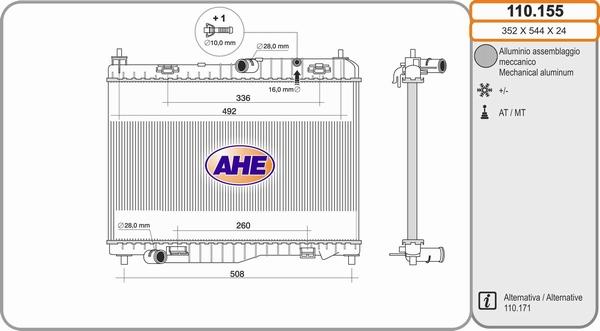 AHE 110.155 - Radiators, Motora dzesēšanas sistēma autodraugiem.lv