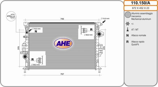 AHE 110.150/A - Radiators, Motora dzesēšanas sistēma autodraugiem.lv