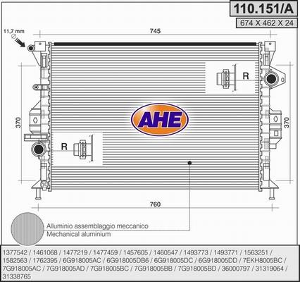 AHE 110.151/A - Radiators, Motora dzesēšanas sistēma autodraugiem.lv