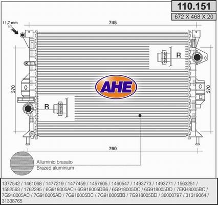 AHE 110.151 - Radiators, Motora dzesēšanas sistēma autodraugiem.lv