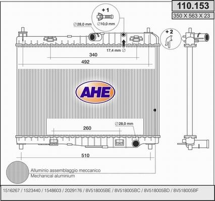 AHE 110.153 - Radiators, Motora dzesēšanas sistēma autodraugiem.lv