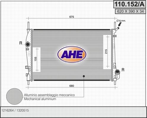 AHE 110.152/A - Radiators, Motora dzesēšanas sistēma autodraugiem.lv