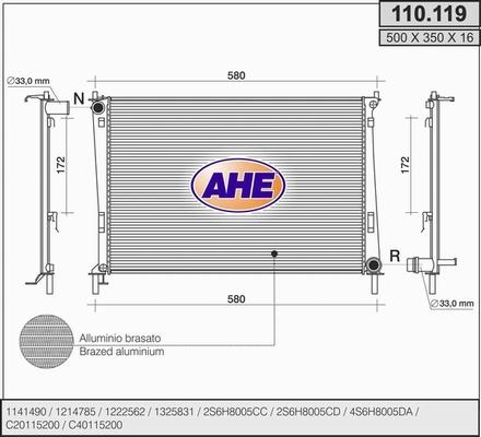AHE 110.119 - Radiators, Motora dzesēšanas sistēma autodraugiem.lv