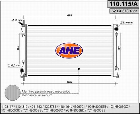 AHE 110.115/A - Radiators, Motora dzesēšanas sistēma autodraugiem.lv